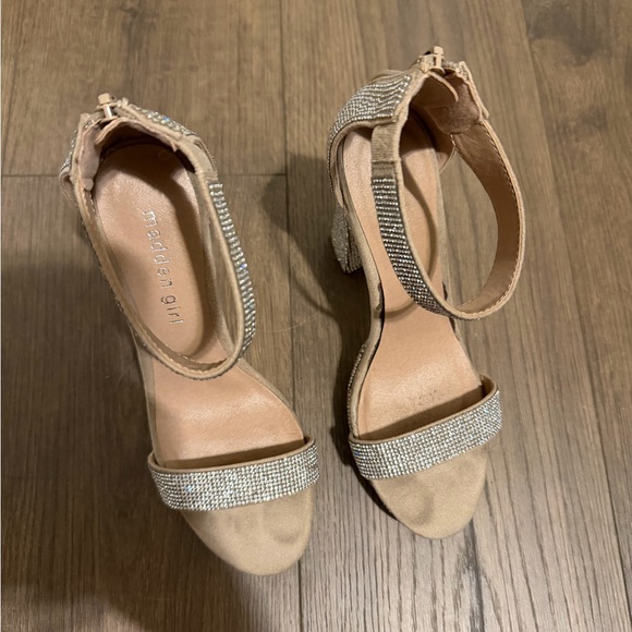 Nude Rhinestone Block Heels - Picture 7 of 9